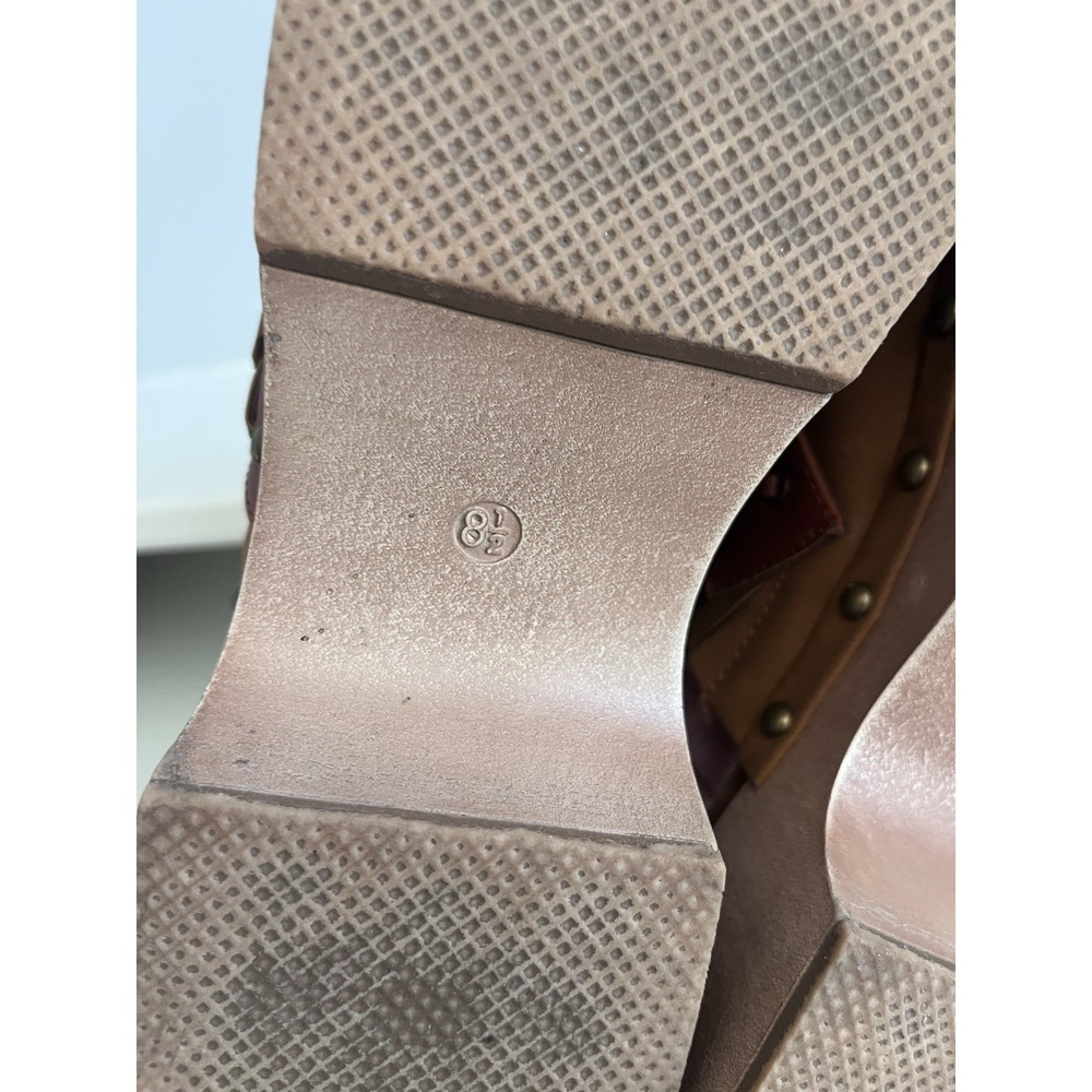 Pierre Dumas Women's 8.5 Brown Studded Mule Clog Round Toe Slip-On Block Heel - Picture 6 of 6
